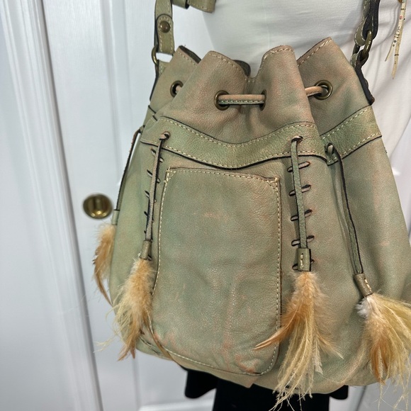 Patricia Nash Handbags - PATRICIA NASH Picerno leather BOHO handbag feathered CROSSBODY shoulder Green